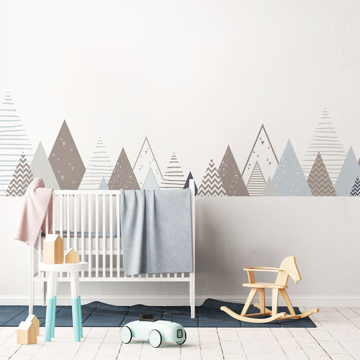 Stickers muraux enfants - Décoration chambre bébé - Autocollant Sticker mural géant enfant montagnes scandinaves VALENRIKA