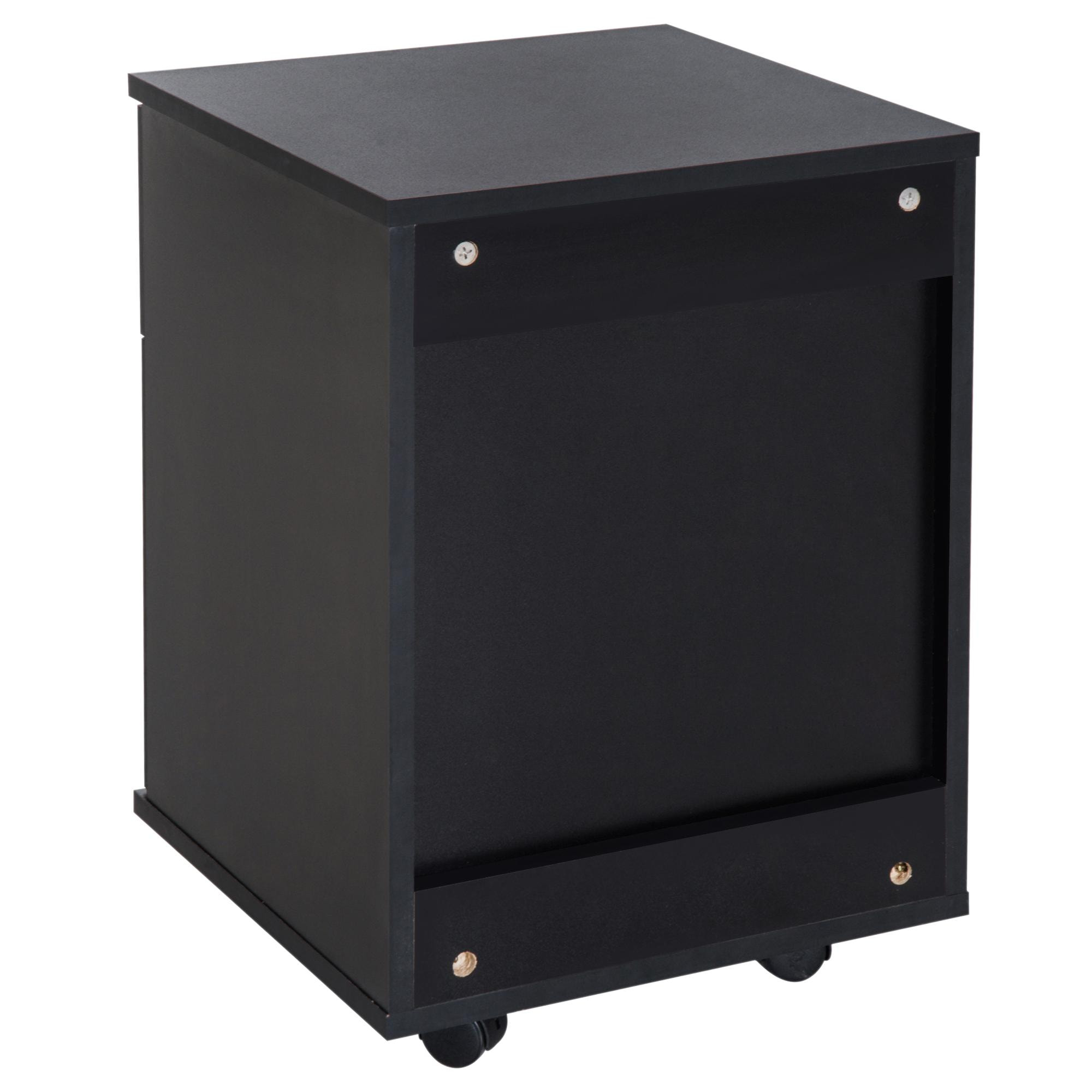 Archivador con Ruedas tipo Cajonera de Madera para Oficina 41x39x58cm Negro