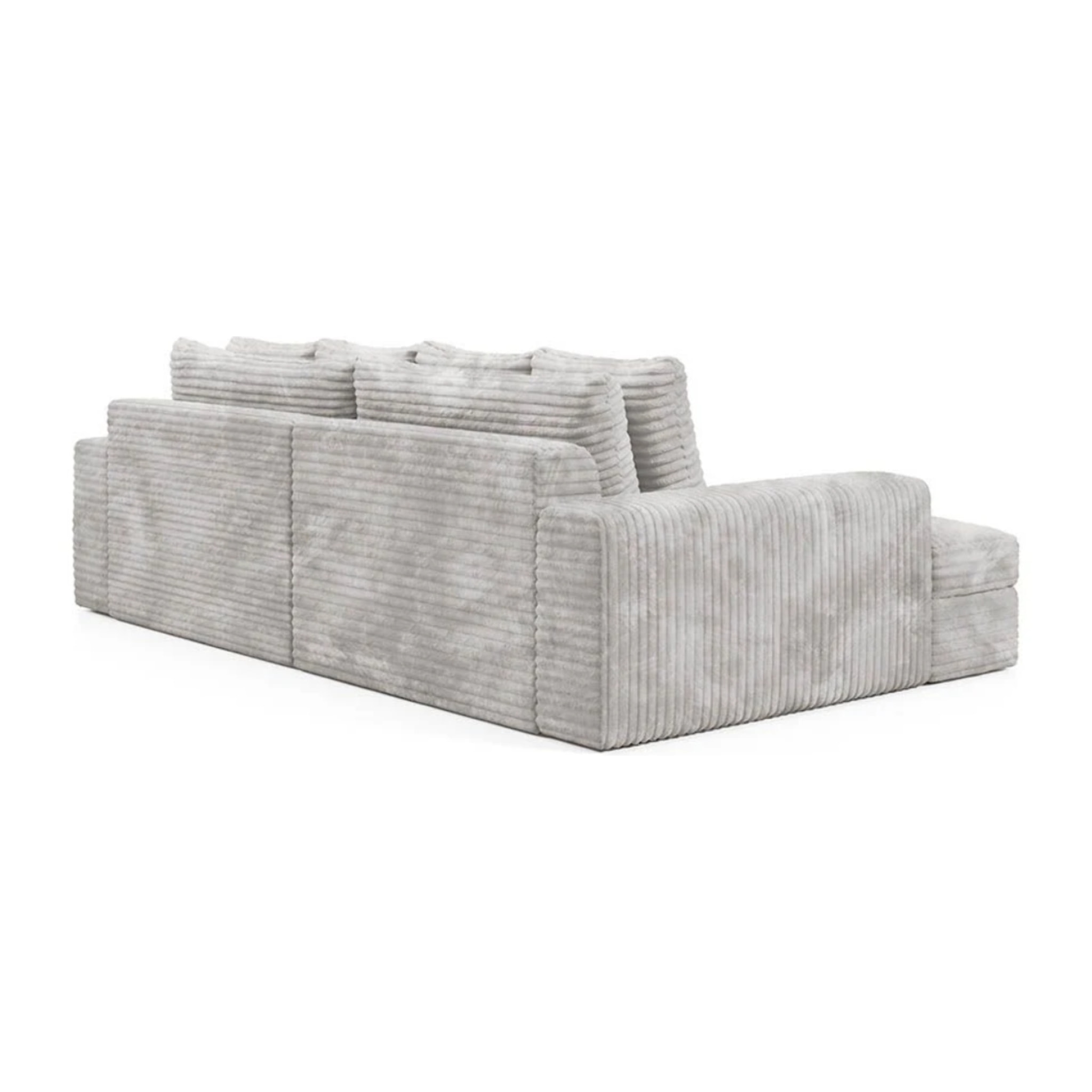 CAMELIA - Canapé 3 places en velours côtelé épais gris clair
