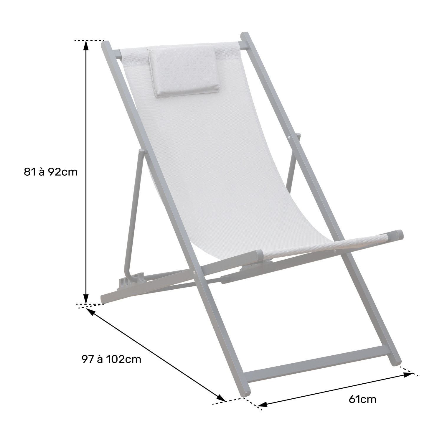 Lot de 2 chiliennes CYPRUS - textilène vert sauge/structure vert sauge