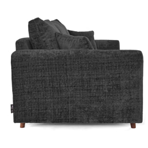 Rune - canapé droit 3 places en velours texturé - Gris Anthracite