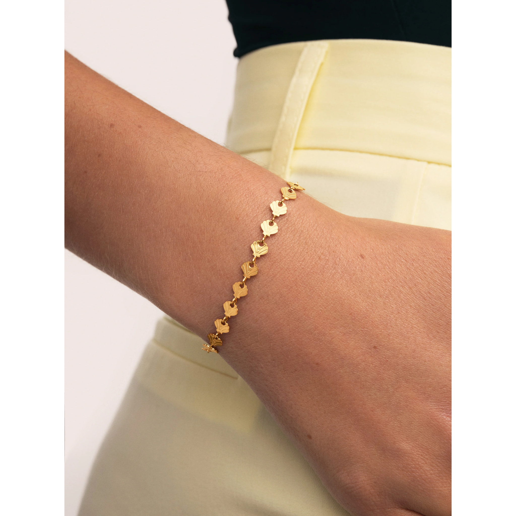 Pulsera Shells Acero Baño Oro