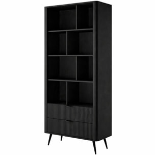 Libreria Moderna a Giorno Con Design Geometrico Asimmetrico Salvaspazio Studio E Ufficio 88.2 x 38 x 193,8 cm Nero