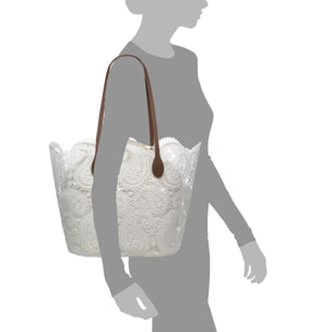 Desio Bolso Shopper Mujer. Tejido Poliester Crochet