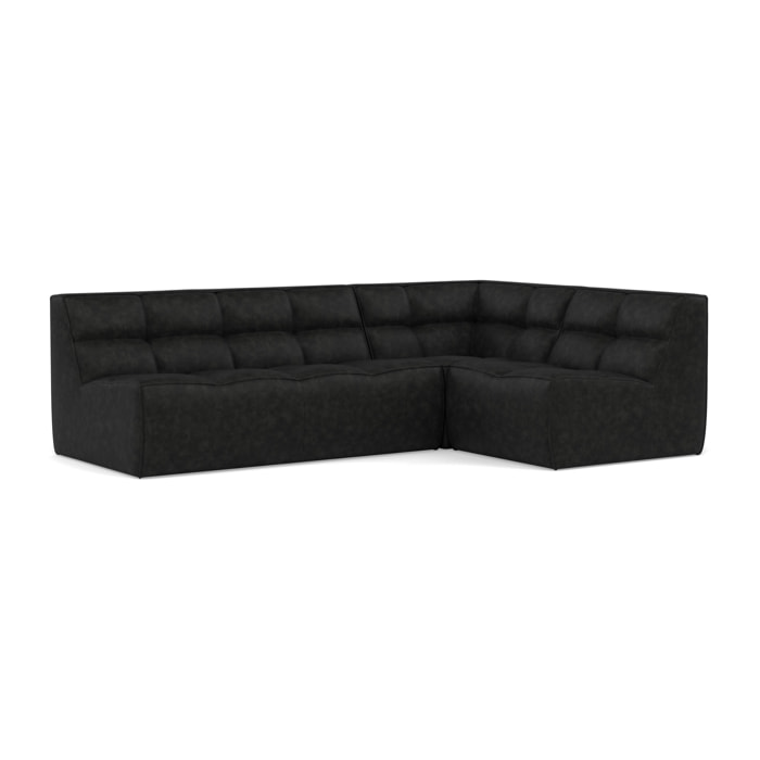 Alya - canapé modulable d'angle réversible 4 places en simili - Noir
