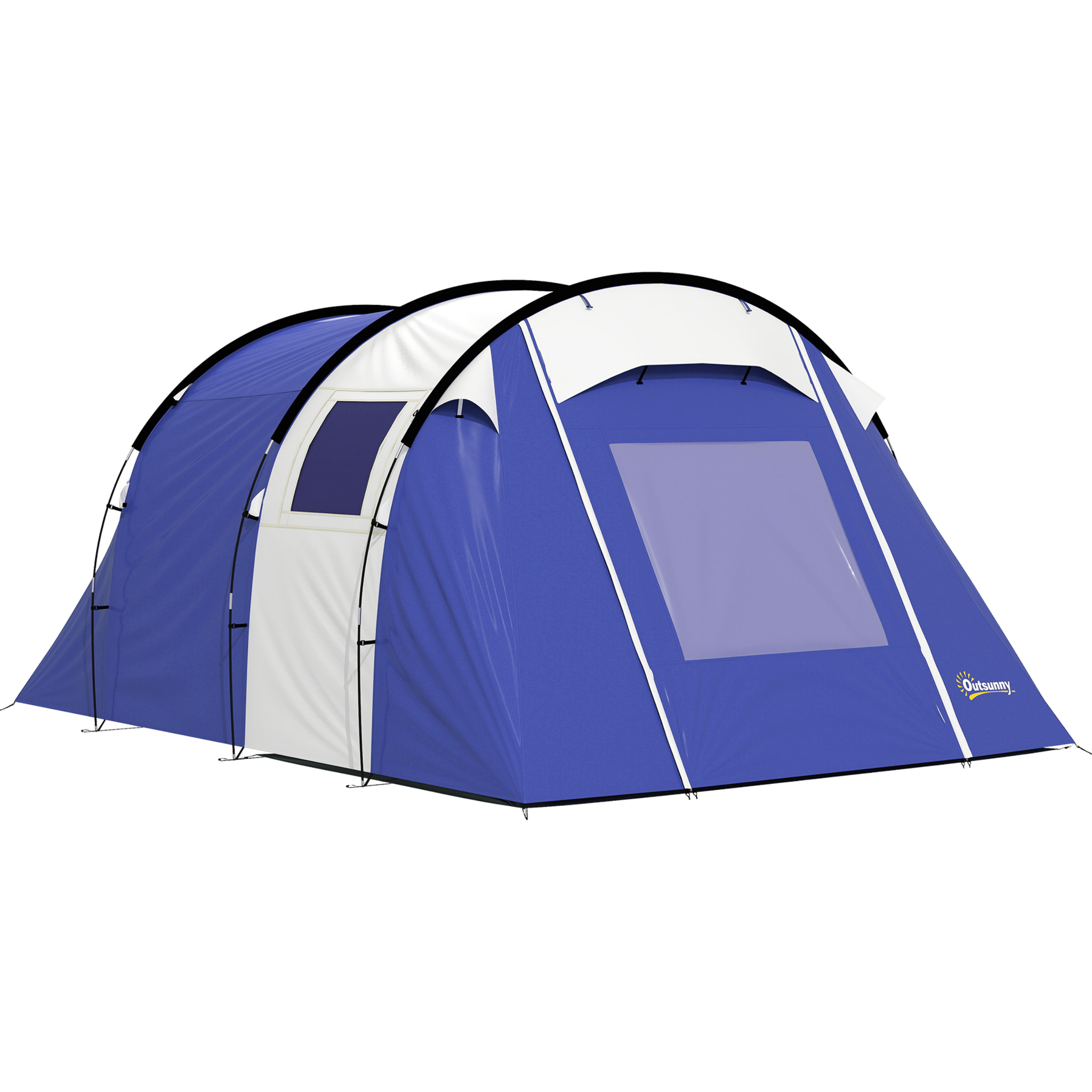 Tente de camping 4 pers. chambre + séjour imperméable 3000mm - 4,20x3x2m - bleu