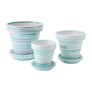 J-Line Cache-pot - céramique - vert menthe/blanc - large