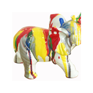 Statue éléphant en résine multicolore H21cm - HORTON