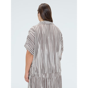 Fiorella Rubino - Blusa a righe in viscosa - Marrone