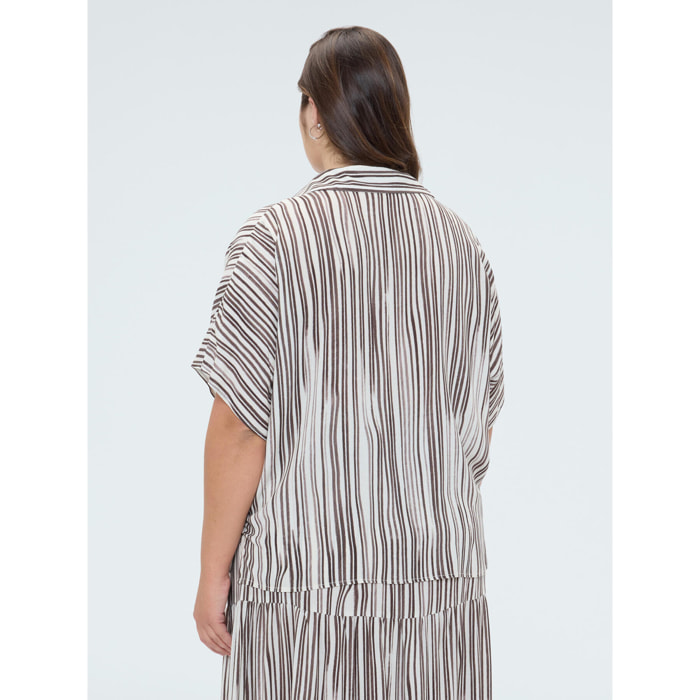 Fiorella Rubino - Blusa a righe in viscosa - Marrone