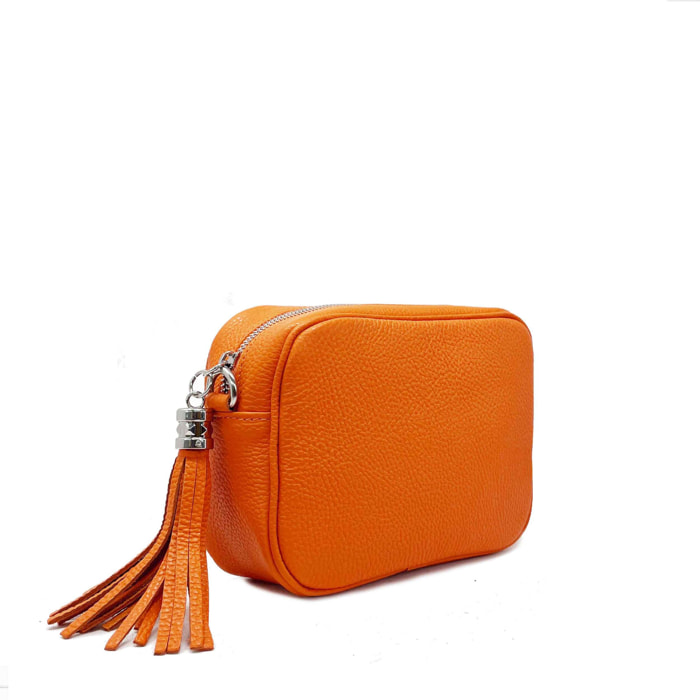 Chicca Borse - Tracollina Clutch Donna in Vera Pelle - Colore Arancione