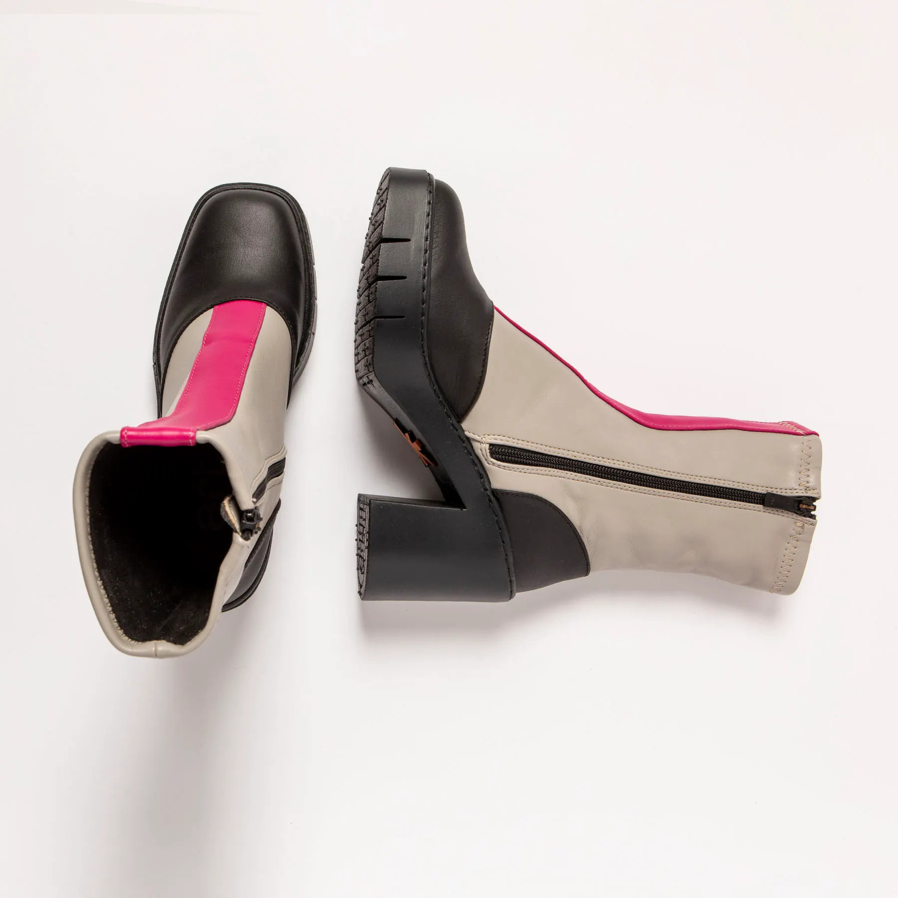 Botines con tacón 1973 NAPPA BLACK-GREY/BERNA color Black-grey