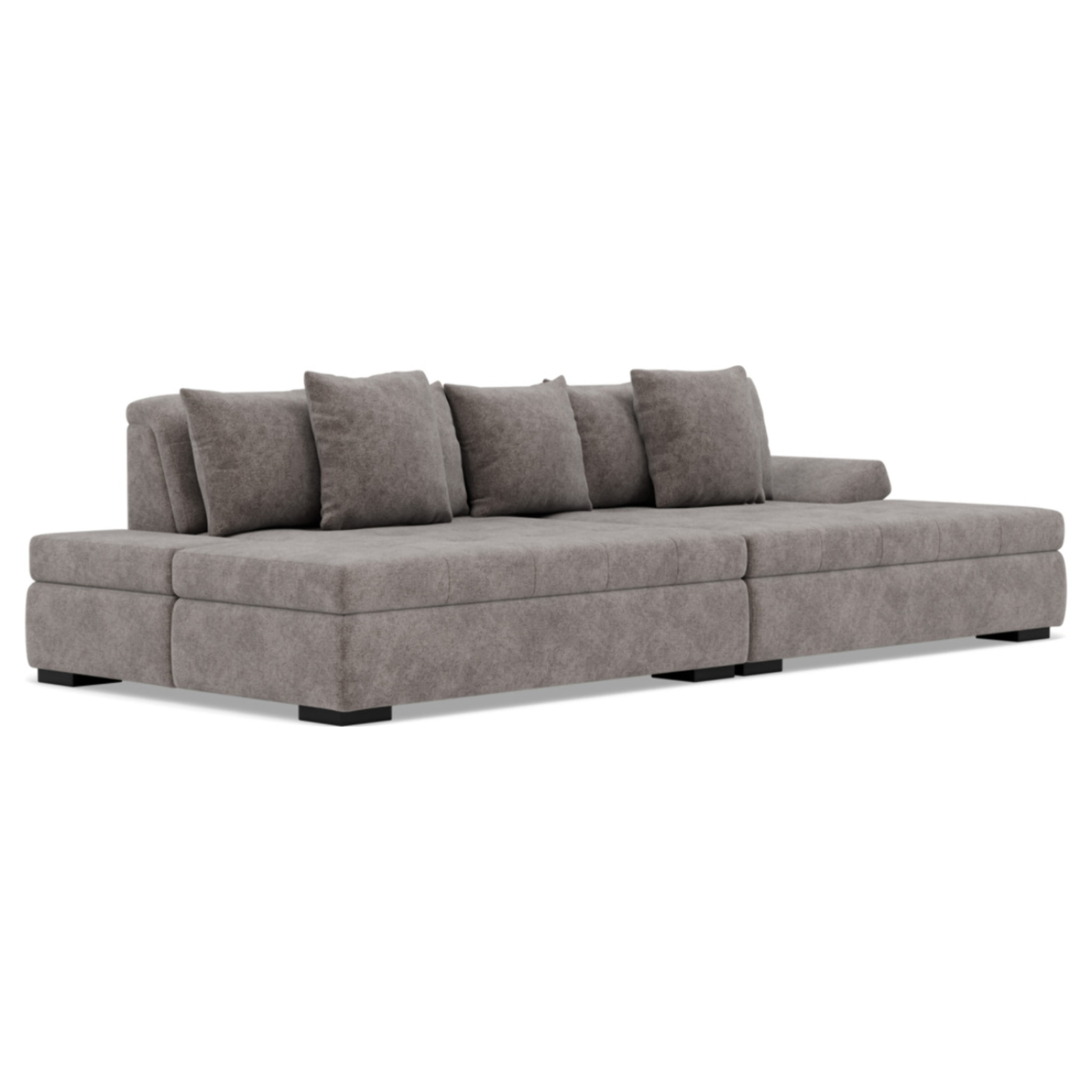 Vermont - canapé droit 4 places avec double méridienne - assise profonde - en velours texturé - Gris