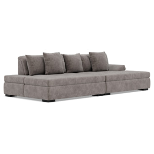 Vermont - canapé droit 4 places avec double méridienne - assise profonde - en velours texturé - Gris