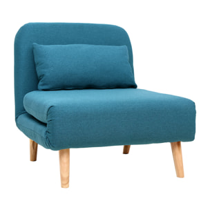 Fauteuil scandinave convertible en tissu bleu canard AMIKO