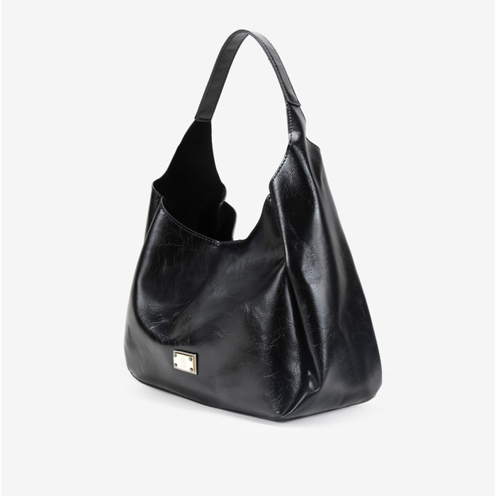 Bolso de hombro negro con bolsa interior