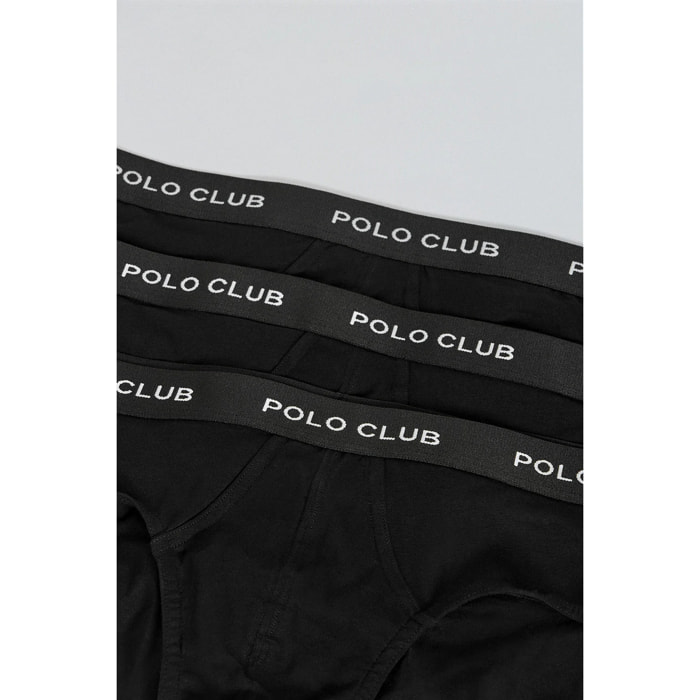 Pack di tre slip neri con particolare Polo Club