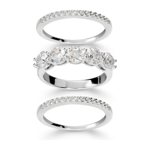 Set Anelli Veretta e Riviera in Argento 925 con Cubic Zirconia
