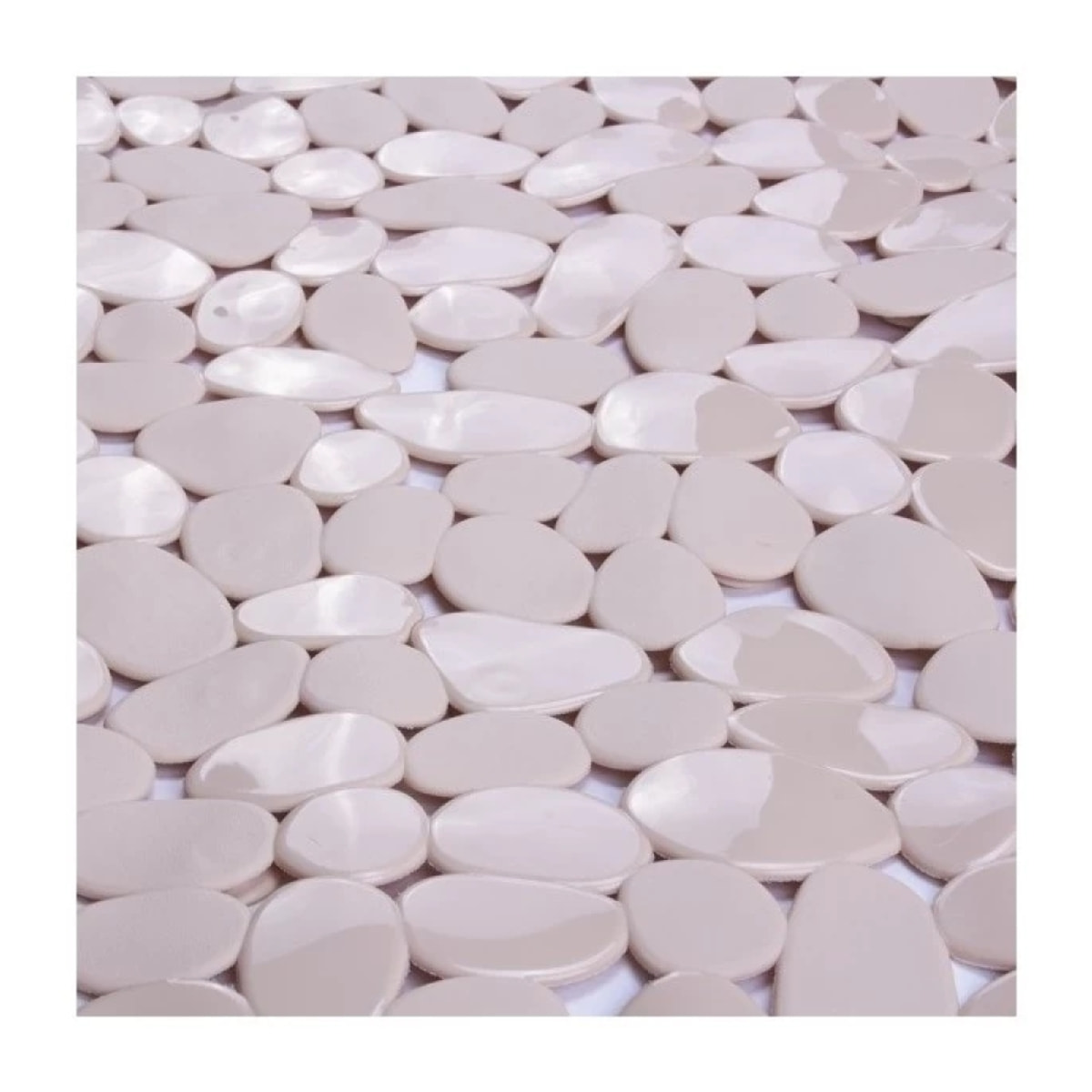 MSV Tapis Fond de douche PVC GALETS 53x53cm Beige
