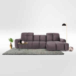 Canapé d'Angle Droit Velours Anacapri, 3 Places, Repose-têtes Ajustables, Style Contemporain