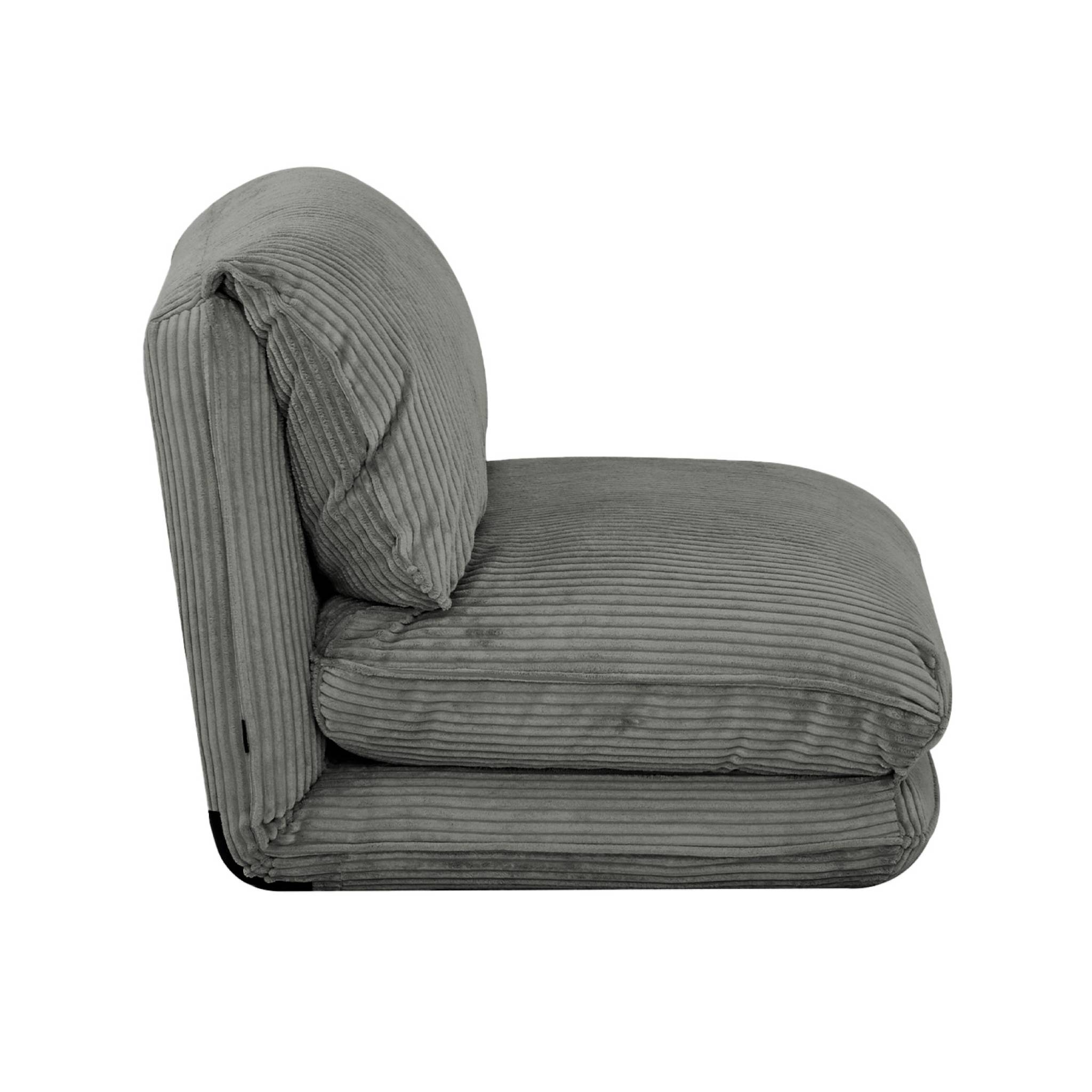 Chauffeuse matelas gris convertible velours côtelé grosse côte 1 place Cosy