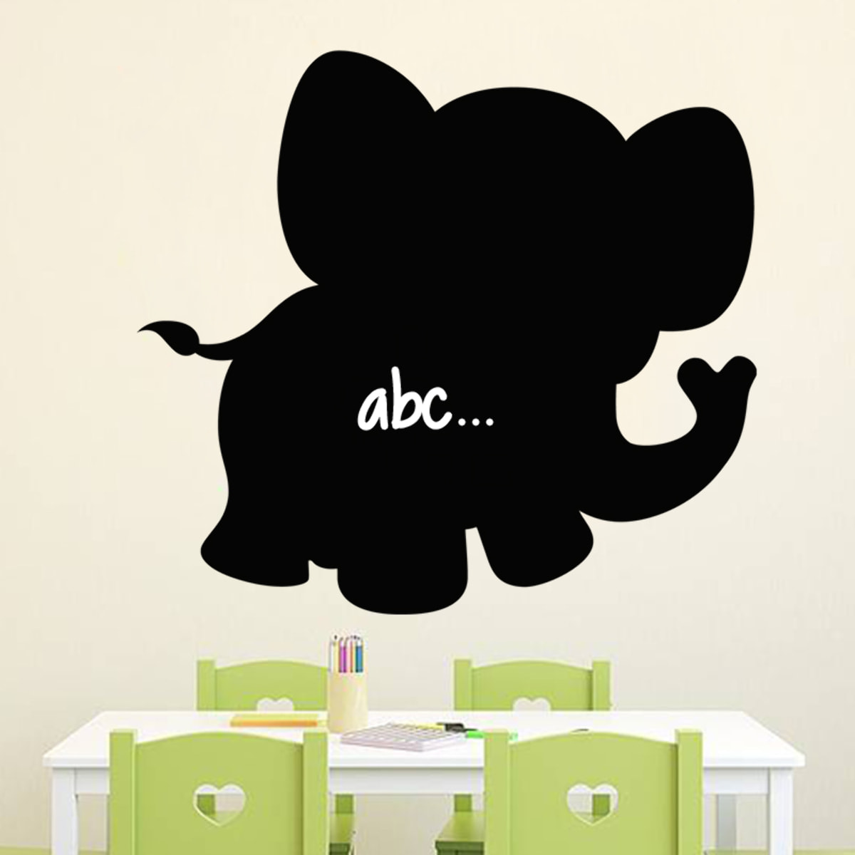 Sticker ardoise tableau noir - stickers muraux adhésif effaçable - SILHOUETTE PETIT ÉLÉPHANT