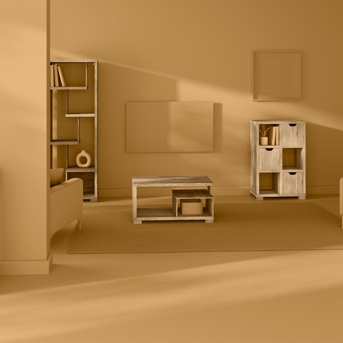 Buffet 3 portes Effet chêne naturel Bivoak