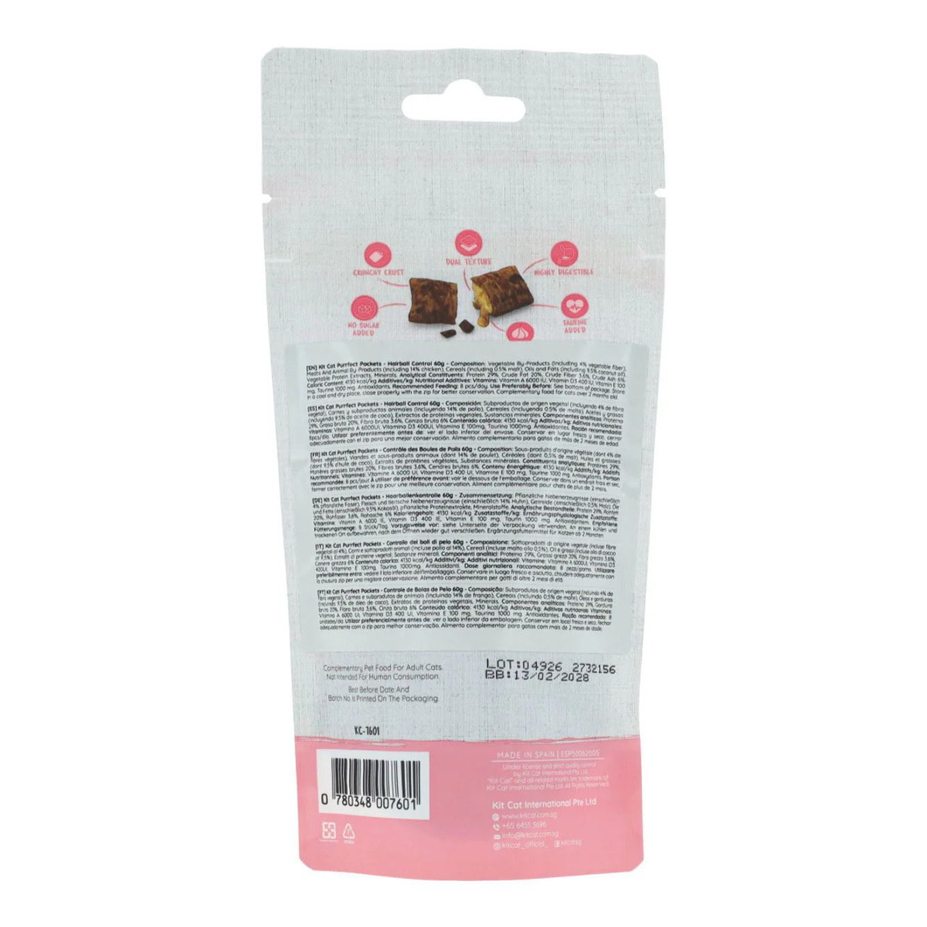 Kit Cat Purrfect Pockets - Hairball Control 60 g Snack funcional para gatos