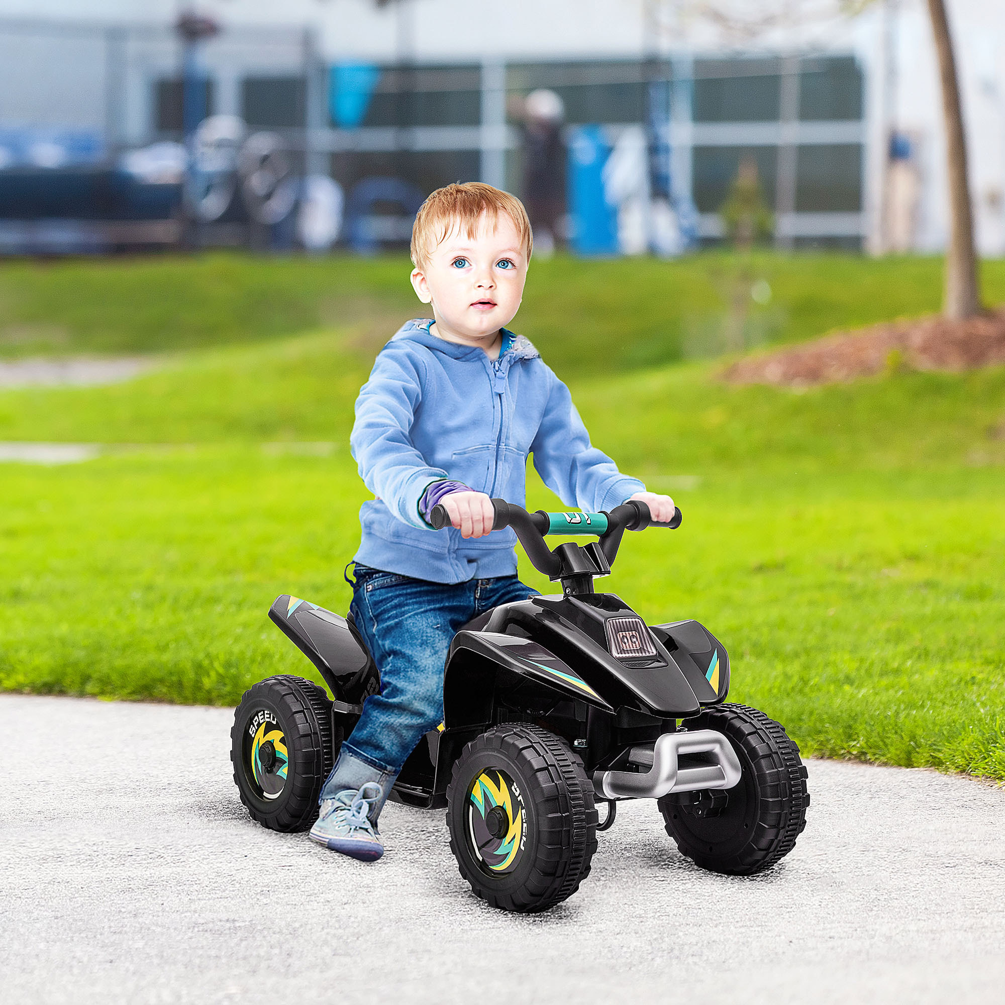 Quad électrique enfant - voiture électrique enfant - marche AV, AR - 6 V, V. max. 4,6 Km/h - noir