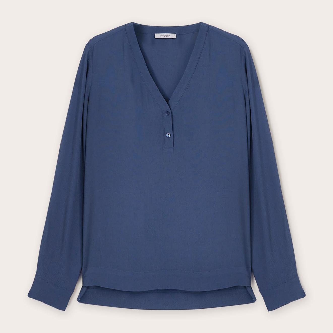 Motivi - Blusa fluida a serafino - Blu