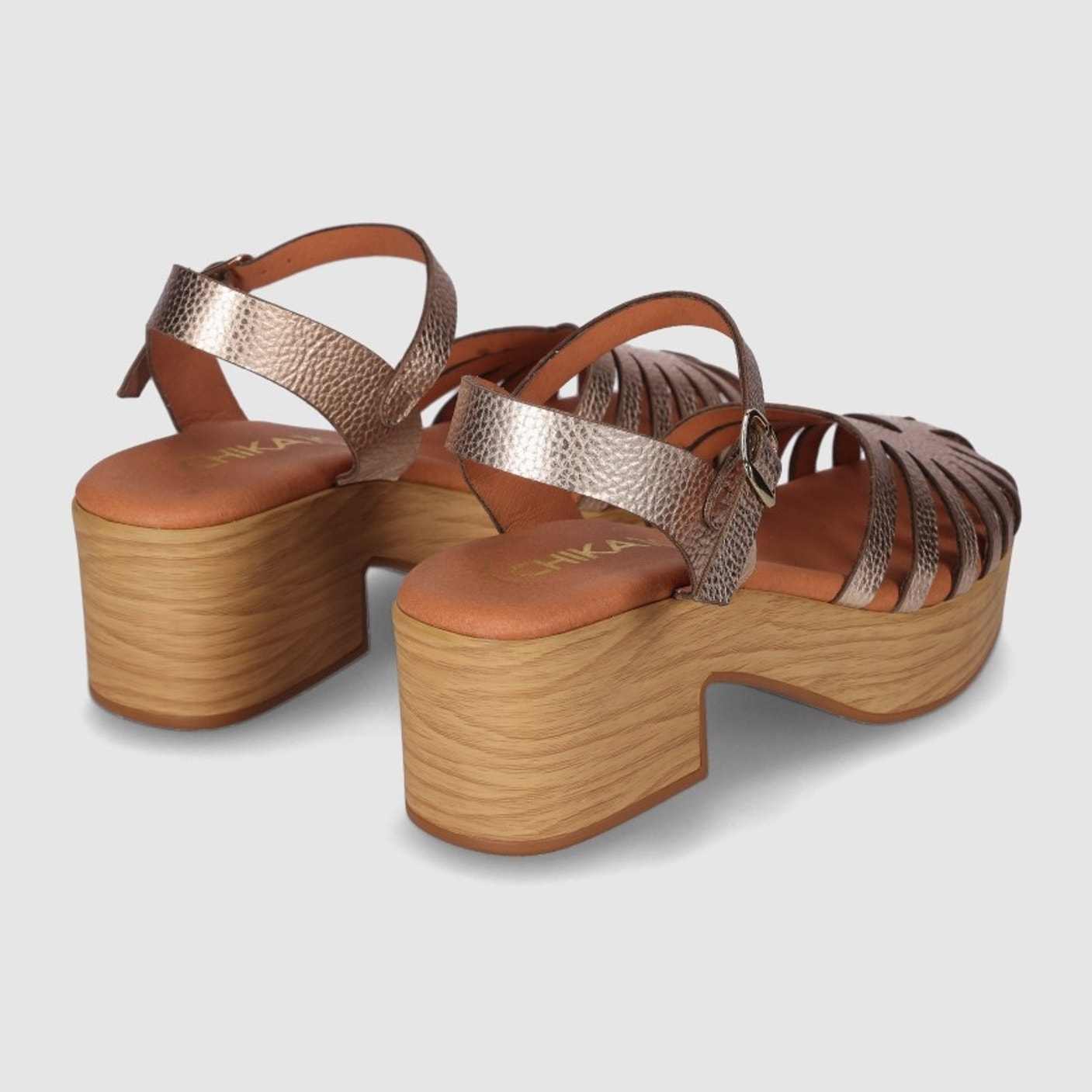 Sandalias de Piel - Oro - Tacón: 6 cm