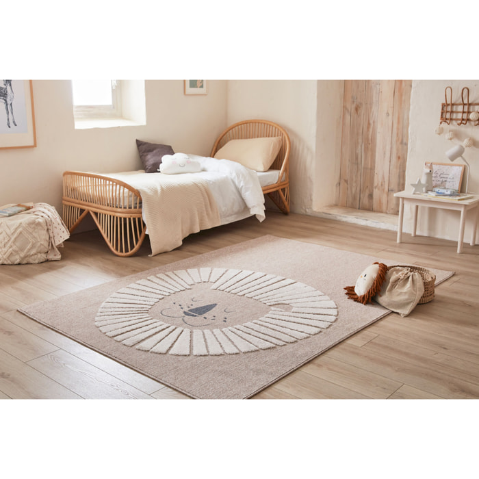 Bambi - tapis enfant motif lion, beige