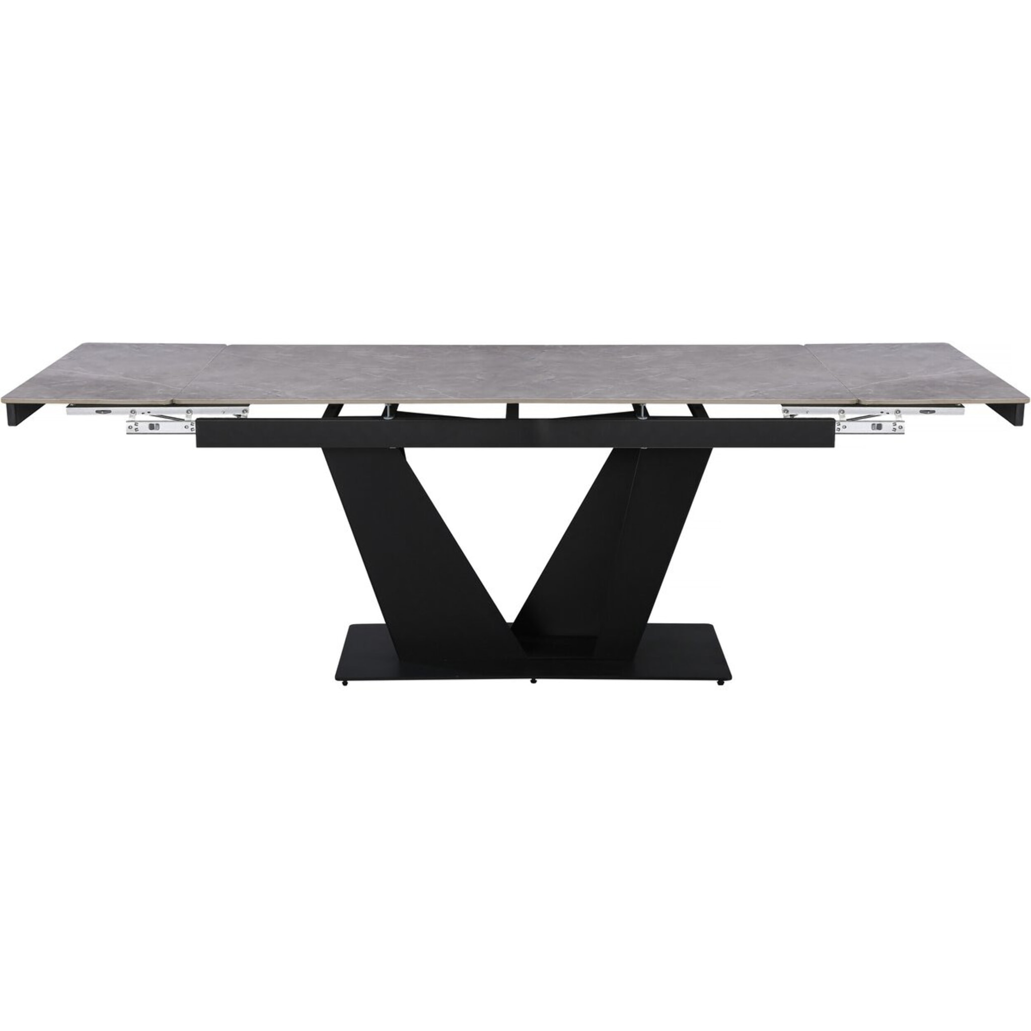 Table à manger extensible en céramique - 160/240 cm - 6 à 10 personnes "Nova" - Gris marbré