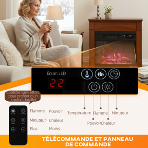 Cheminée électrique design effet bois 1000-2000W télécommande réglable