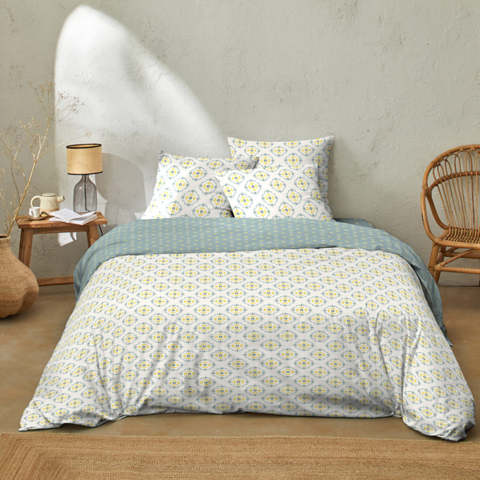 Parure housse de couette 3pcs coton 51 fils creala multico