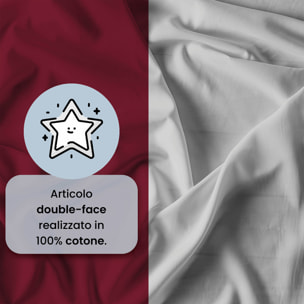 PARURE COPRIPIUMINO NATURAL COLOR, 100% Cotone, Made in Italy - BORDEAUX/GRIGIO CHIARO
