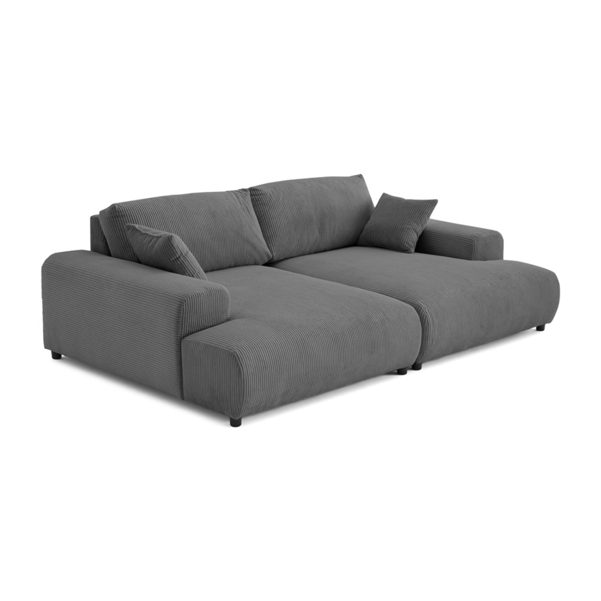 Garance - canapé droit 4 places double méridienne - assise profonde - en velours côtelé - Gris foncé
