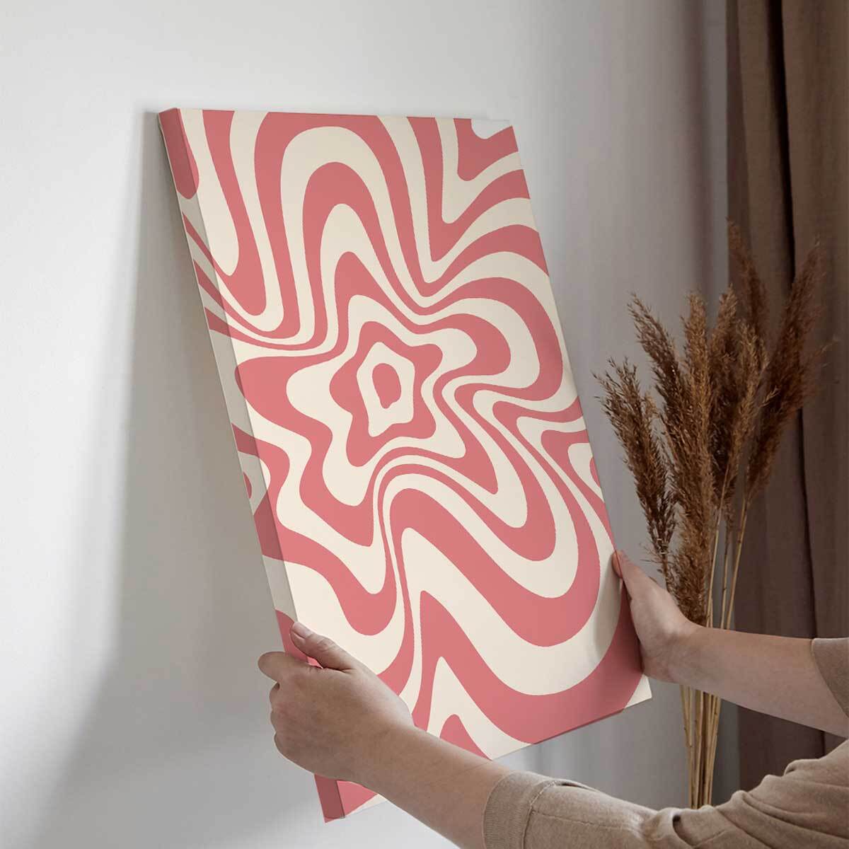 Tableau psychédélique rose ondulé Toile imprimée