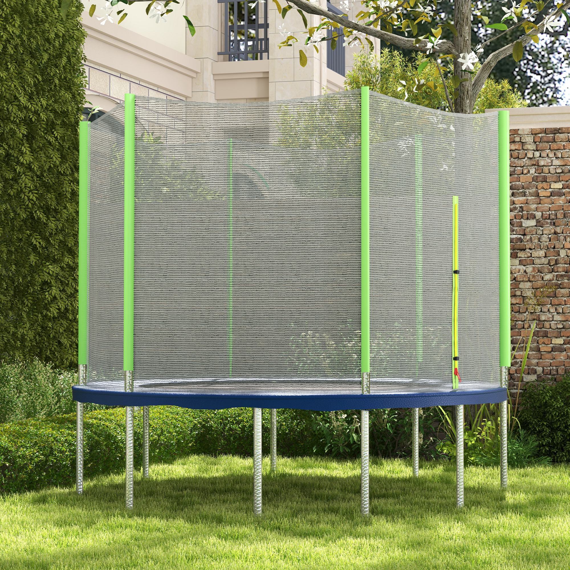 Red de Seguridad para Cama Elástica Ø305 cm Red de Trampolín Redondo para Exterior Protectora para Cama Elástica de 6 Postes Rectos Verde