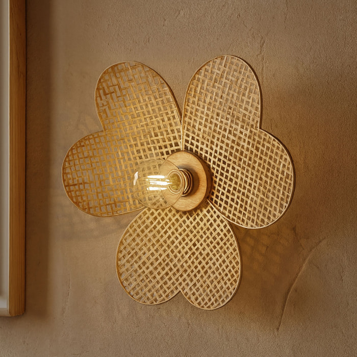 Applique murale en forme de fleur en bambou d45cm PETALI