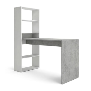 Mesa de escritorio con estantería en blanco artik y gris cemento 120x50 cm Cosmic Blanco Artik (Blanco Mate) - Gris Cemento