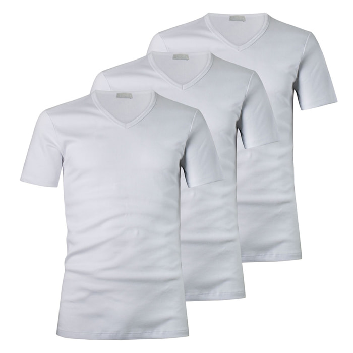 3 T-Shirt Uomo in Morbido Cotone Caldo 100% Interlock Scollo V LIABEL, Art. 2828-53