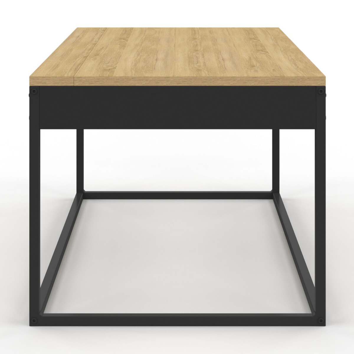 Table basse Memphis avec plateau relevable bois et pieds noirs L90cm