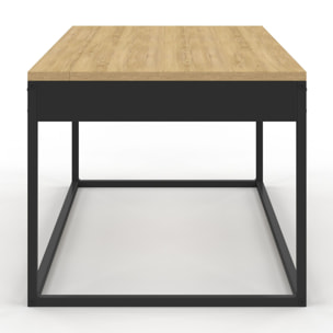Table basse Memphis avec plateau relevable bois et pieds noirs L90cm