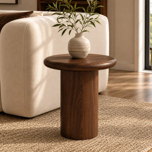 Table d'appoint en placage noyer, D48,5 cm - Nubia