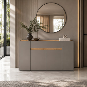 Credenza Moderna Madia In Melaminico Con 4 Ante E 1 Cassetto Mobile Contenitore Sala da Pranzo Soggiorno Design Senza Maniglie 170x85x40 cm Beige
