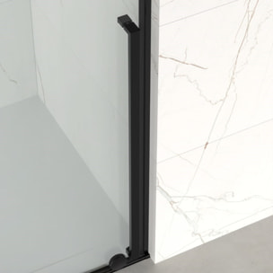 X-MOTION 110x200cm Paroi en verre coulissante Crystal Glass® 8 mm anticalcaire, avec bras et profilés Noir mat (SATBWIXM110C)