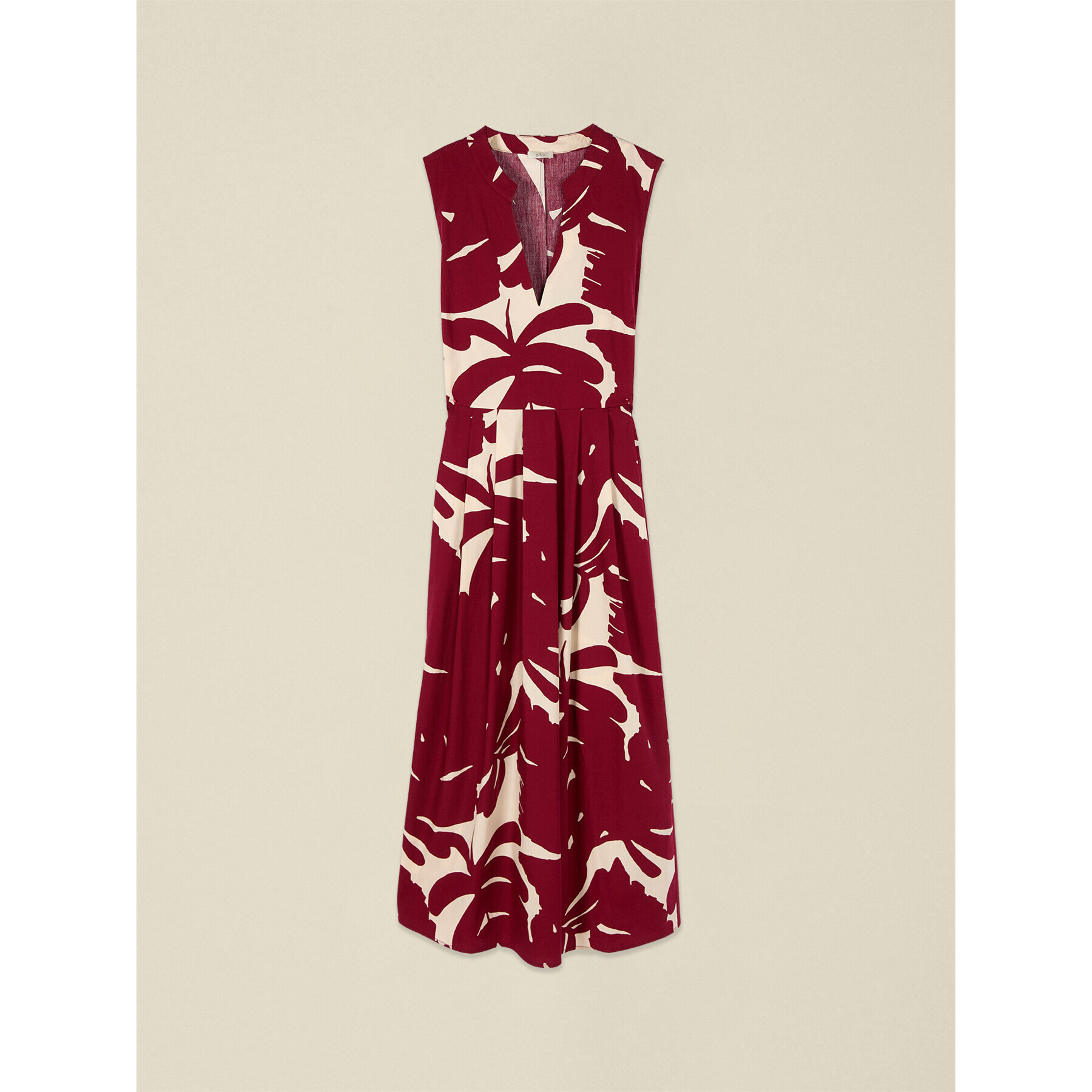 Oltre - Vestido flare en popelina estampada - Burgundy