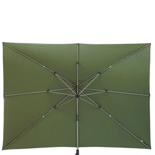 Parasol déporté rectangulaire ÉQUADOR vert olive 4 x 3m en aluminium et polyester