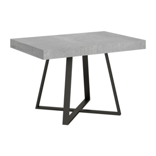 Table extensible 80x120/204 cm Abbraccio gris béton pieds anthracite